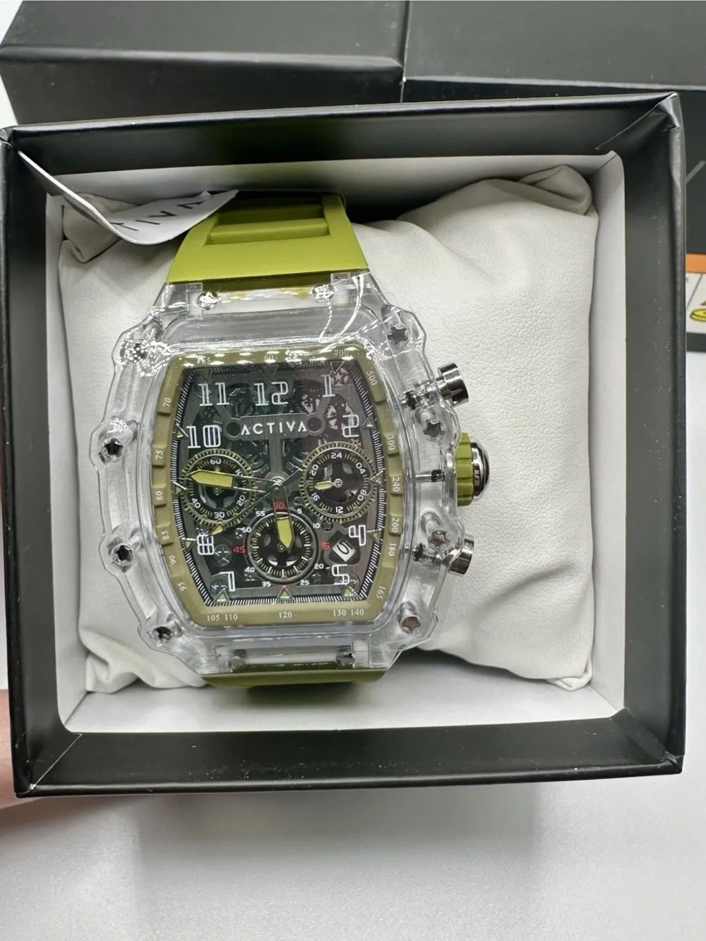 Activa X Invicta Men's Watch Clear Skeleton Dial 44.3mm Olive Green ACW2305-009